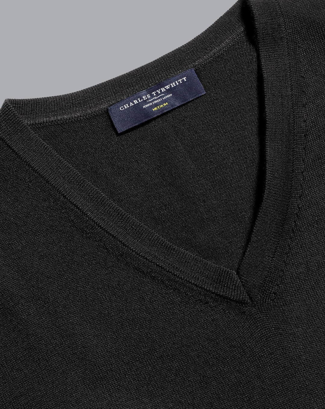 Black Pure Merino V Neck Jumper