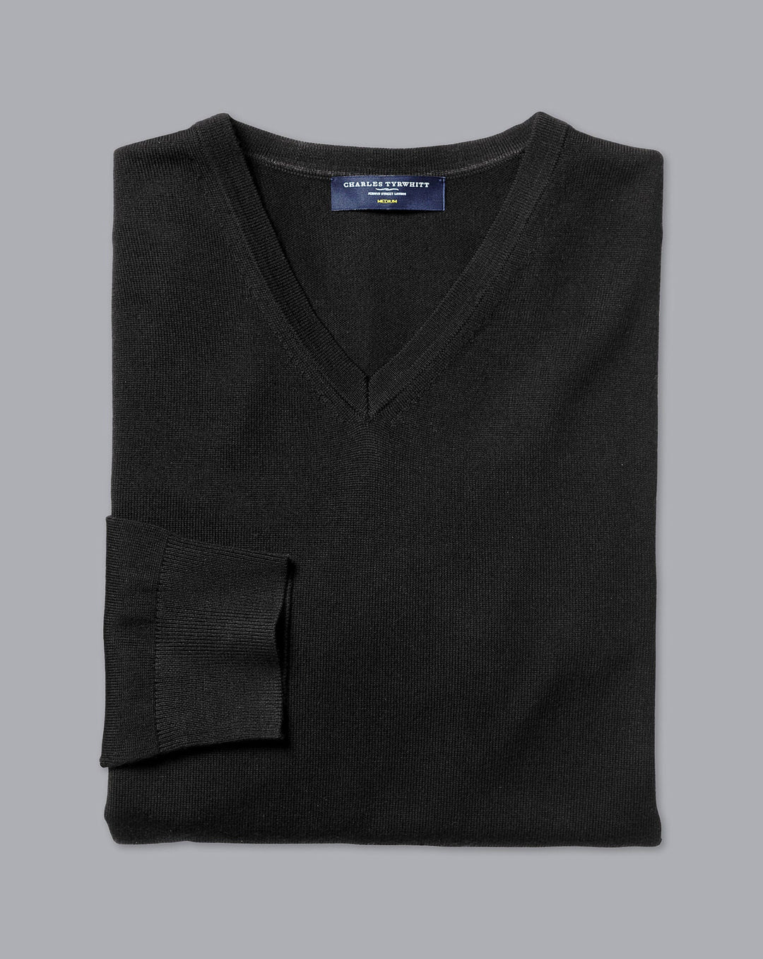 Black Pure Merino V Neck Jumper