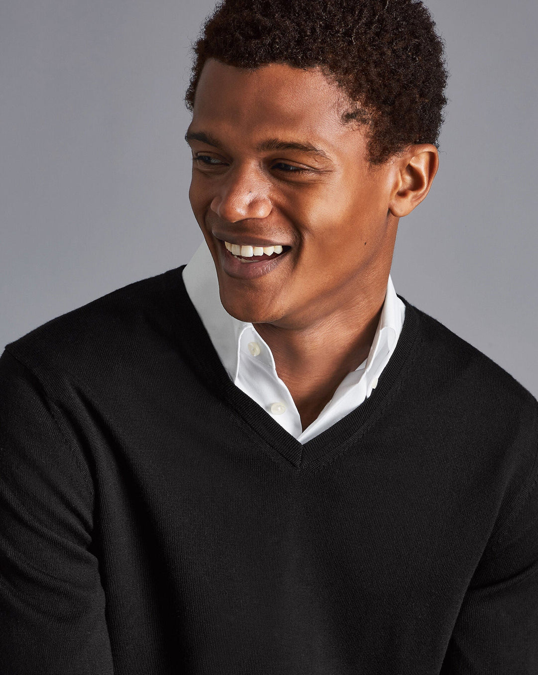 Black Pure Merino V Neck Jumper