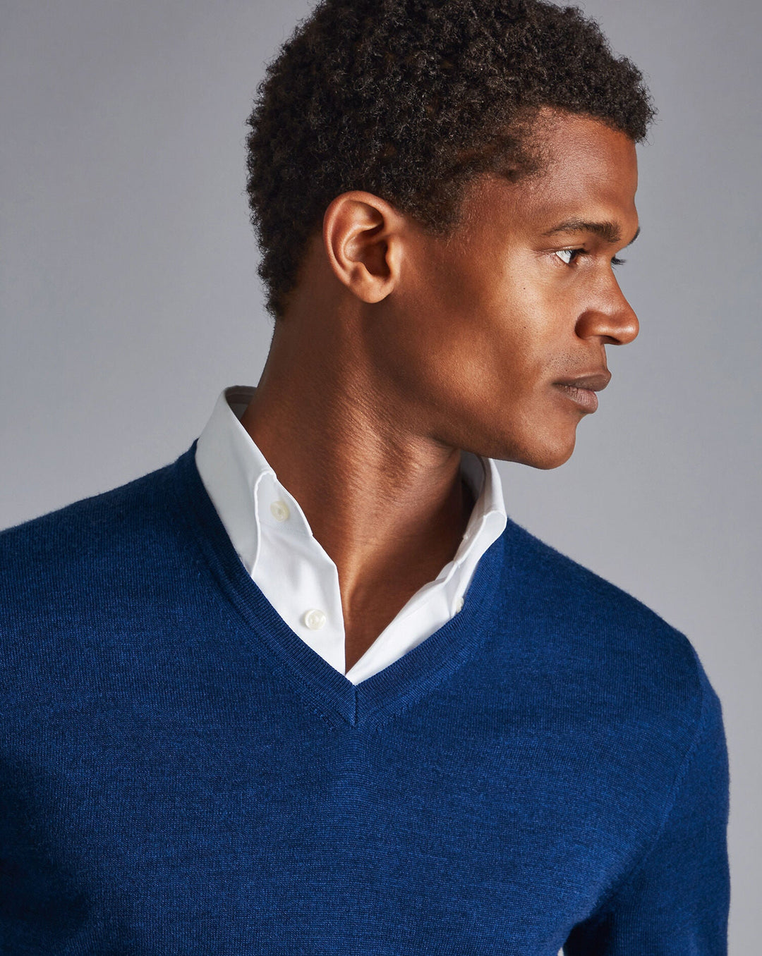 Royal Blue Pure Merino V Neck Jumper