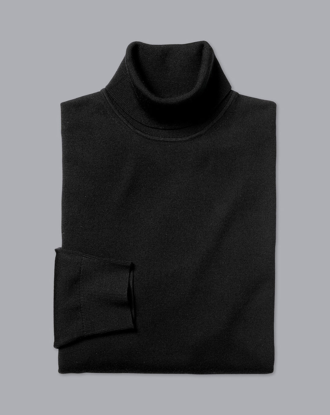 Black Pure Merino Roll Neck Jumper