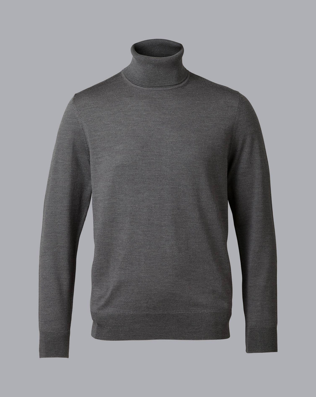 Grey Pure Merino Roll Neck Jumper