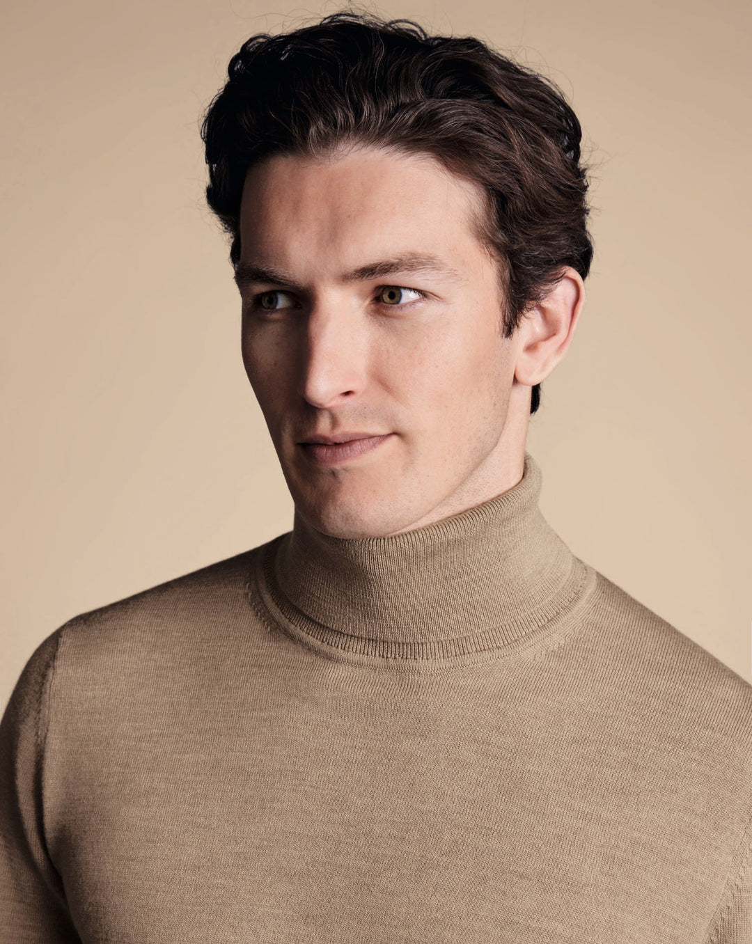 Oatmeal Pure Merino Roll Neck Jumper