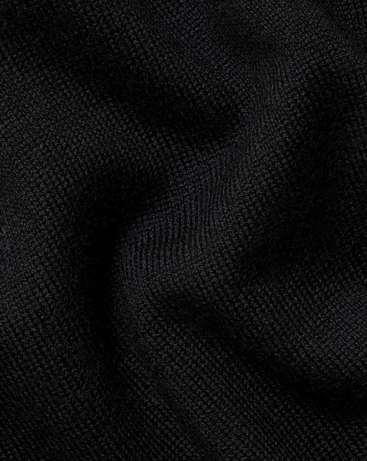 Black Pure Merino Zip Neck Jumper