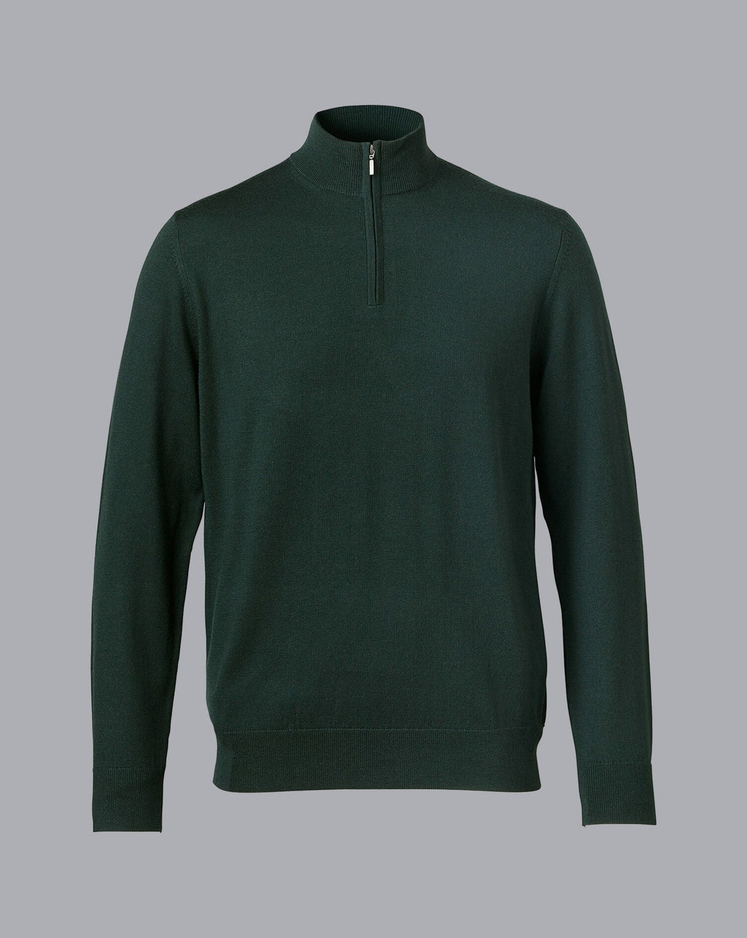 Forest Green Pure Merino Zip Neck Jumper