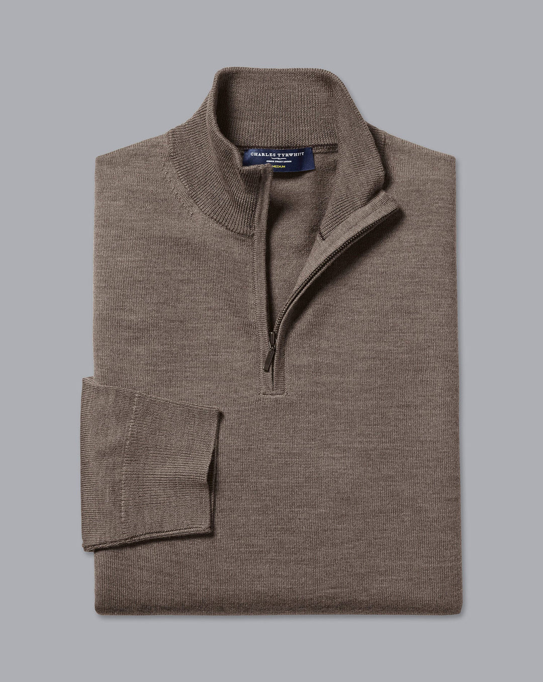 Mocha Pure Merino Zip Neck Jumper