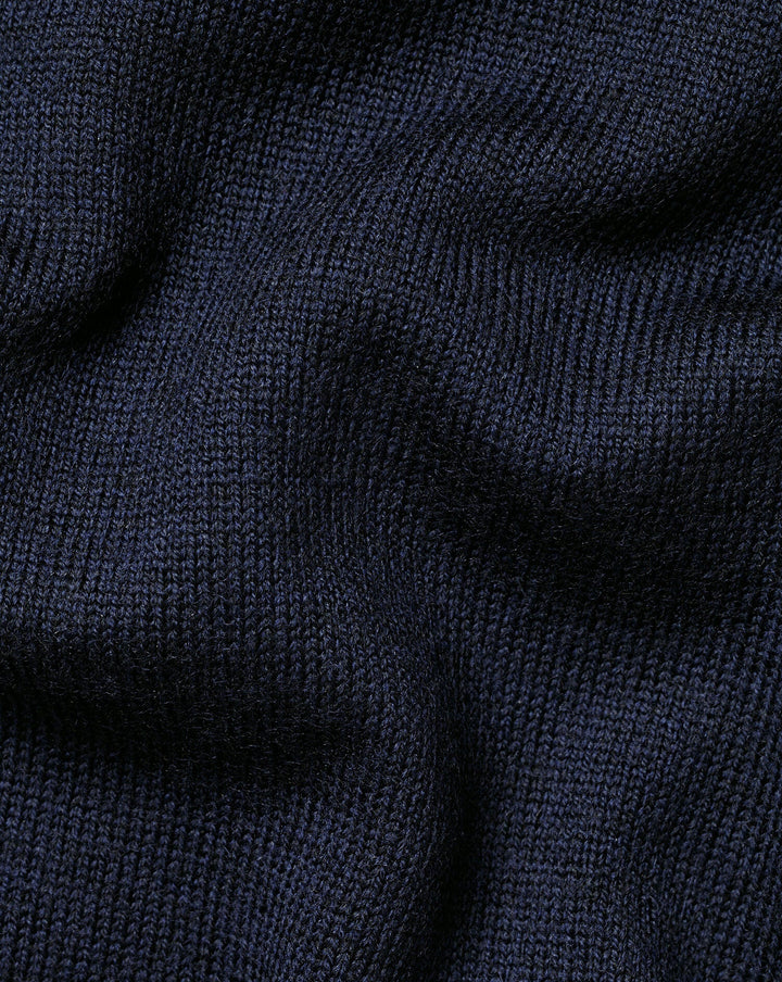 Navy Blue Pure Merino Zip Neck Jumper