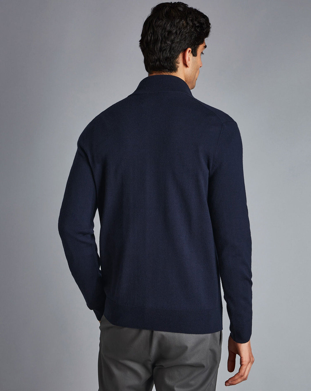 Navy Blue Pure Merino Zip Neck Jumper