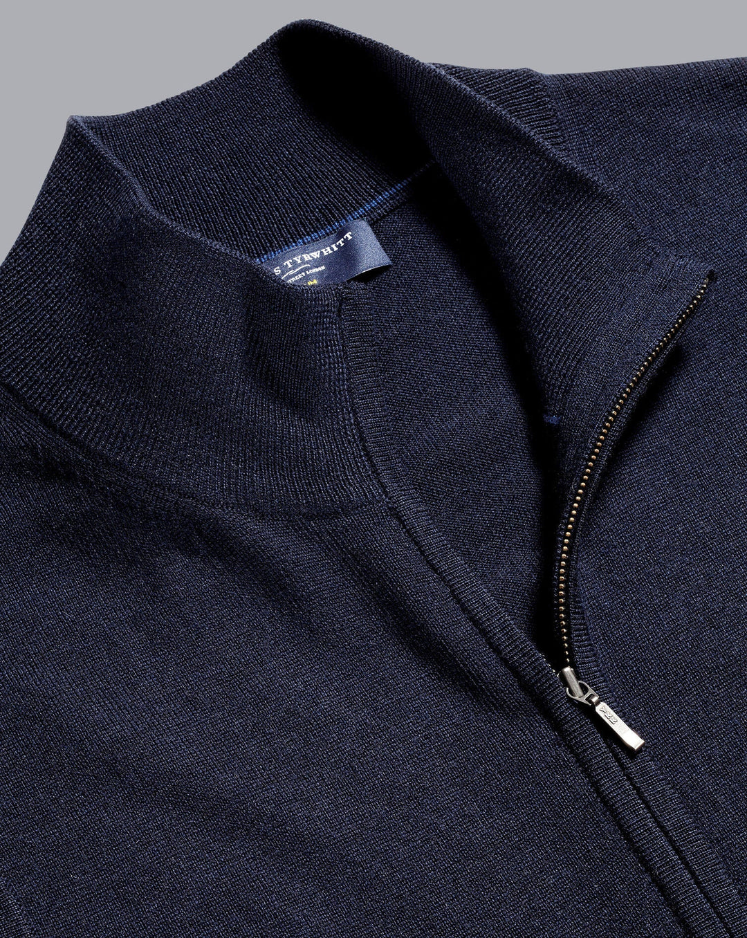 Navy Blue Pure Merino Zip Gilet