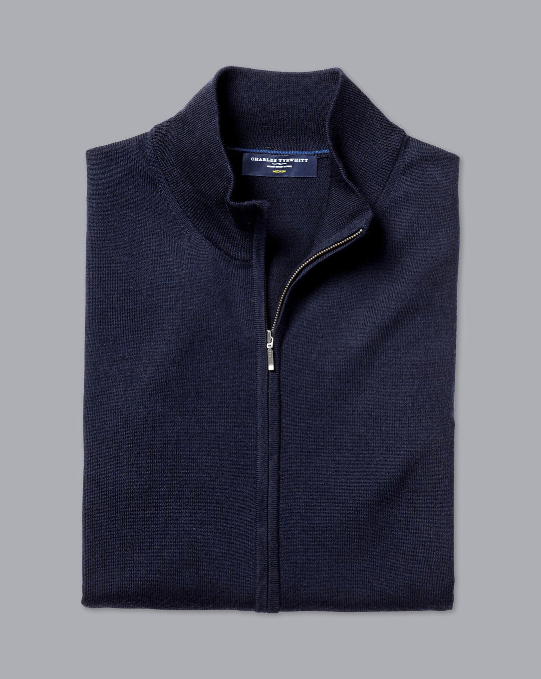 Navy Blue Pure Merino Zip Gilet