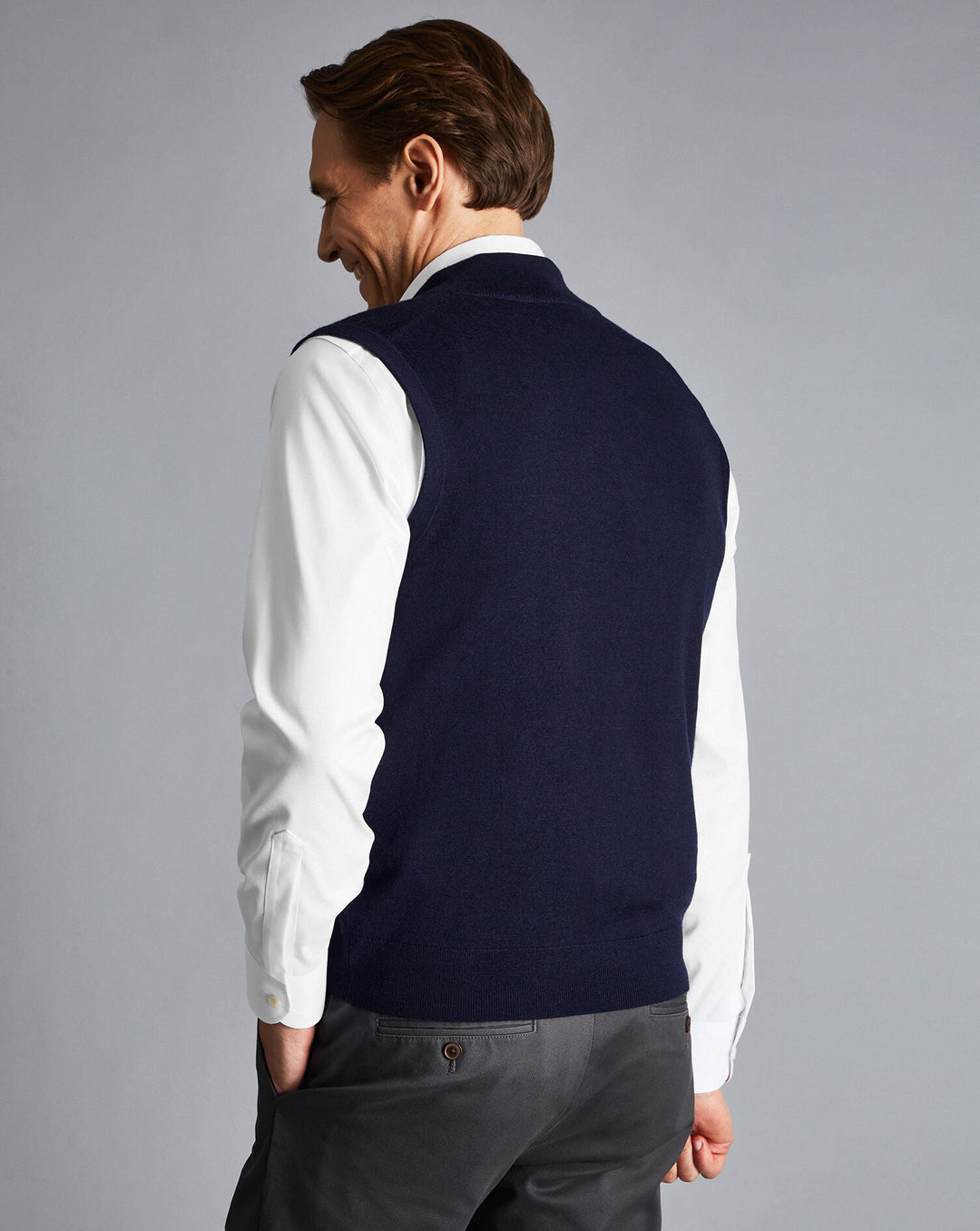 Navy Blue Pure Merino Zip Gilet
