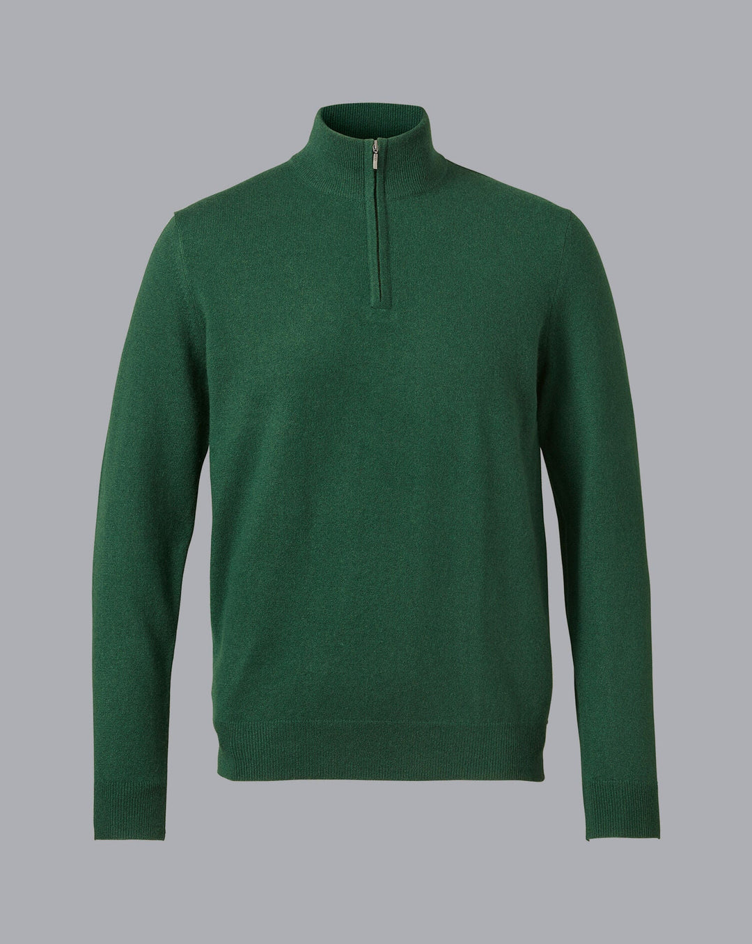Charles Tyrwhitt Dark Green Pure Cashmere Zip Neck Jumper