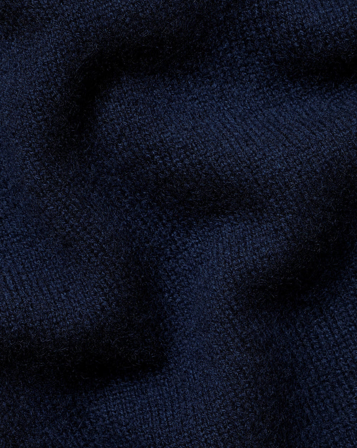 Navy Blue Pure Cashmere Zip Neck Jumper