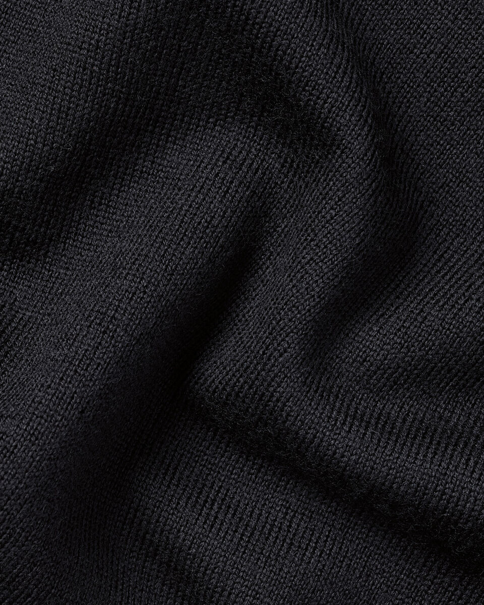 Black Pure Merino Polo Neck Jumper