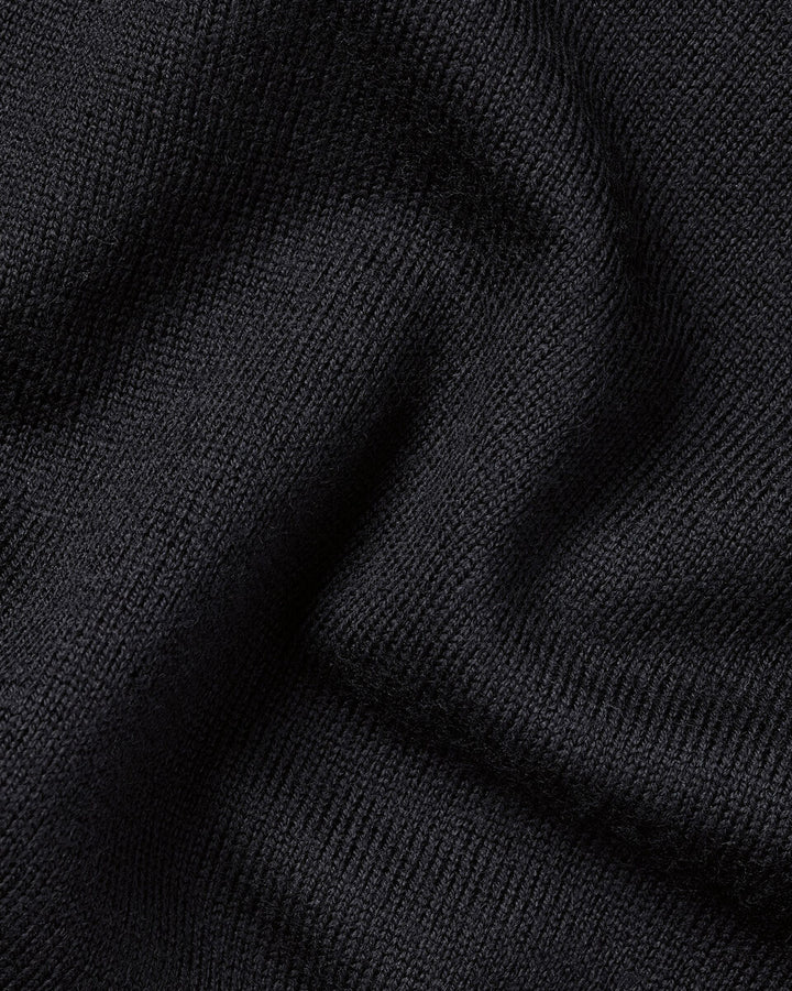 Black Pure Merino Polo Neck Jumper