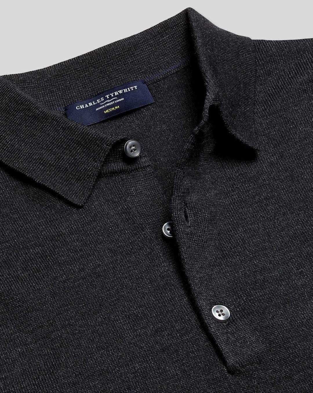 Charles Tyrwhitt Charcoal Grey Pure Merino Polo Neck Jumper