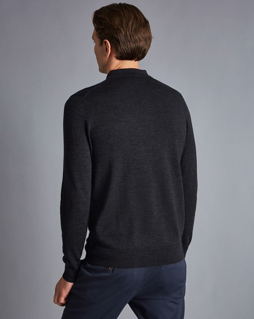 Charles Tyrwhitt Charcoal Grey Pure Merino Polo Neck Jumper