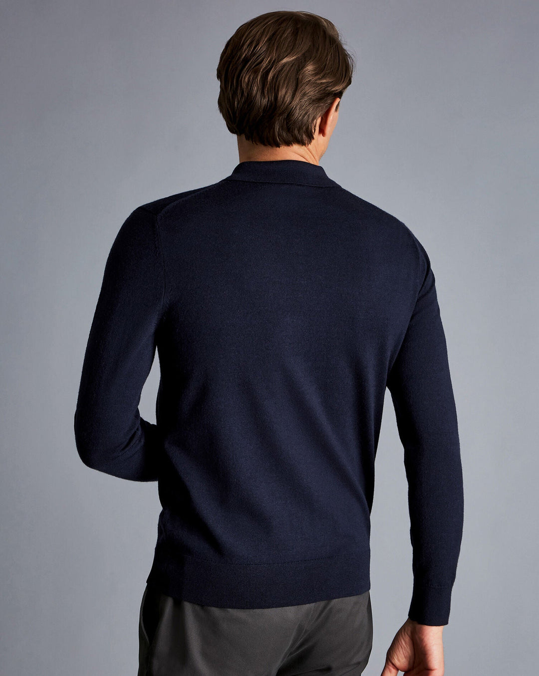 Navy Blue Pure Merino Polo Neck Jumper