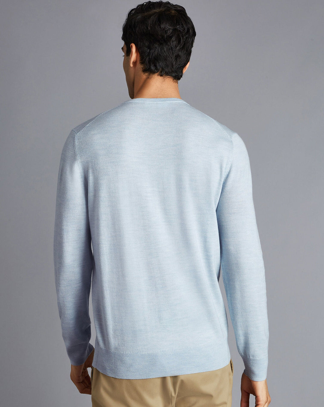 Charles TyrwhittLight Blue Pure Merino Crew Neck Jumper