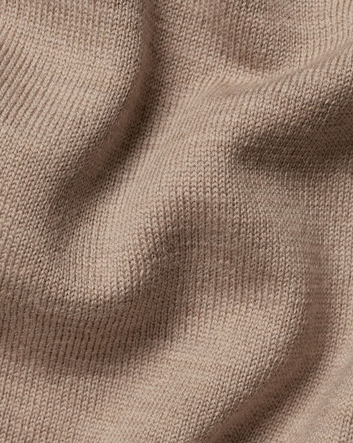 Oatmeal Pure Merino Zip Neck Jumper