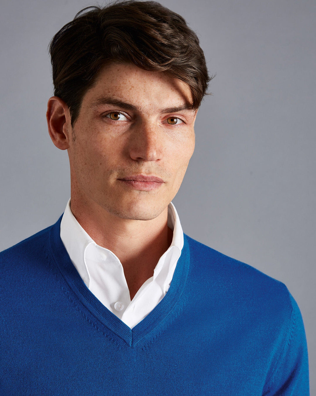 Charles Tyrwhitt Ocean Blue Pure Merino V Neck Jumper