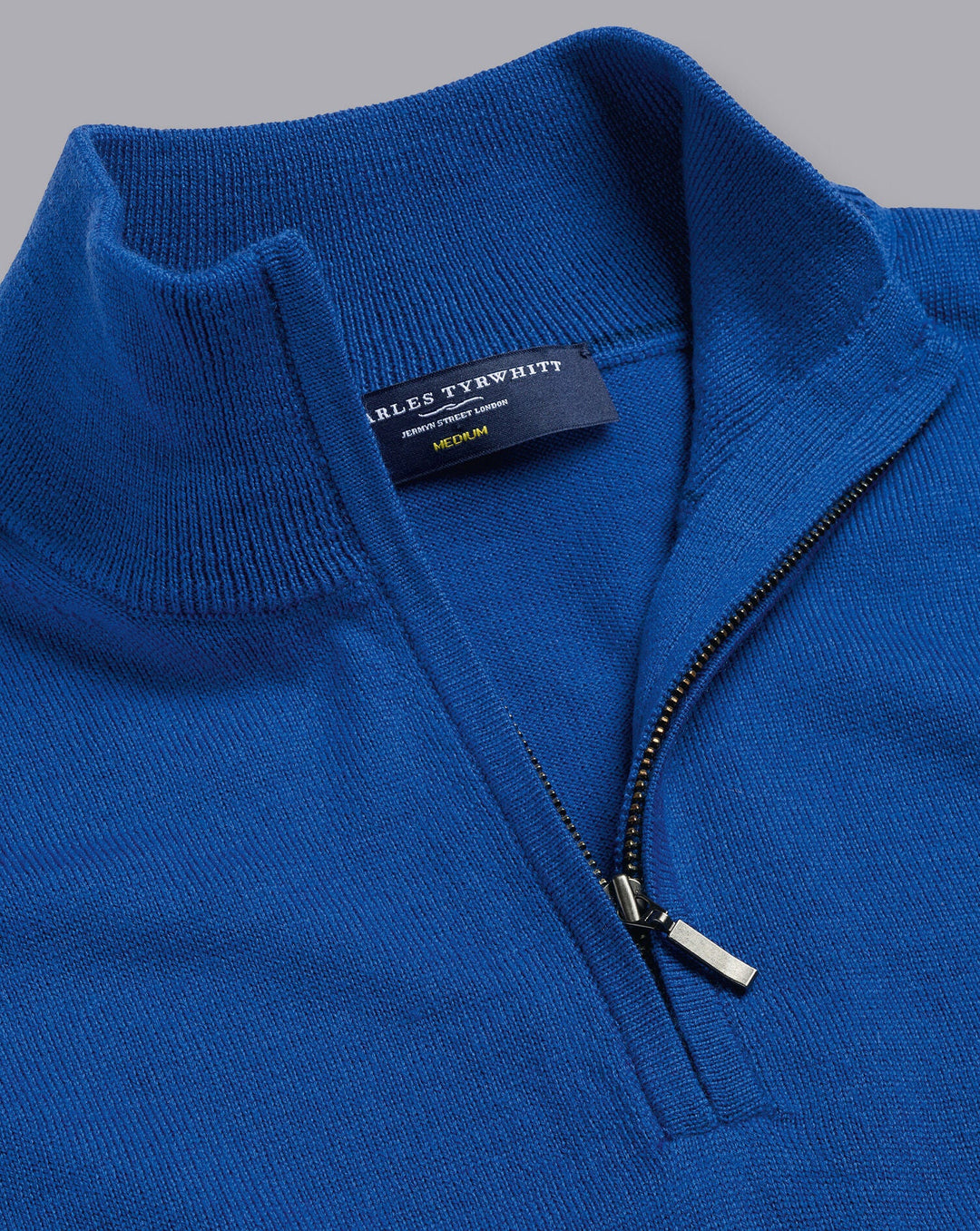 Charles Tyrwhitt Ocean Blue Pure Merino Zip Neck Jumper