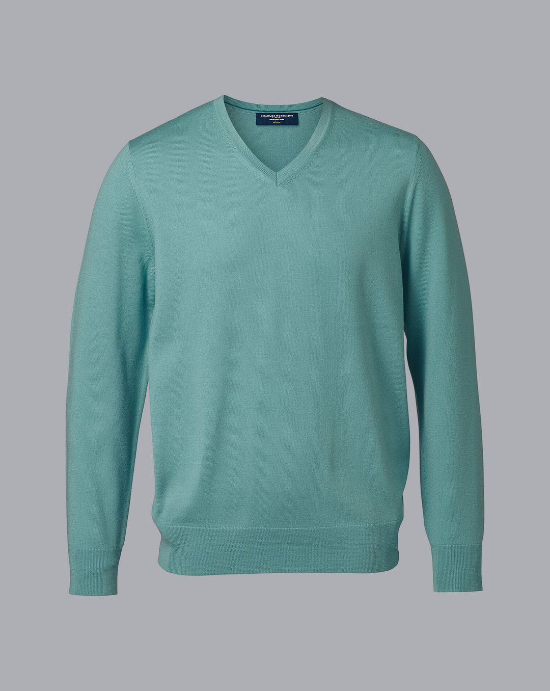 Aqua Green Pure Merino V Neck Jumper