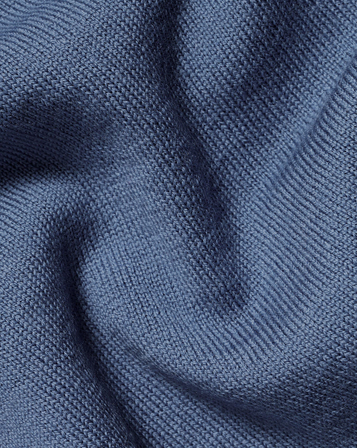 Steel Blue Pure Merino V Neck Jumper