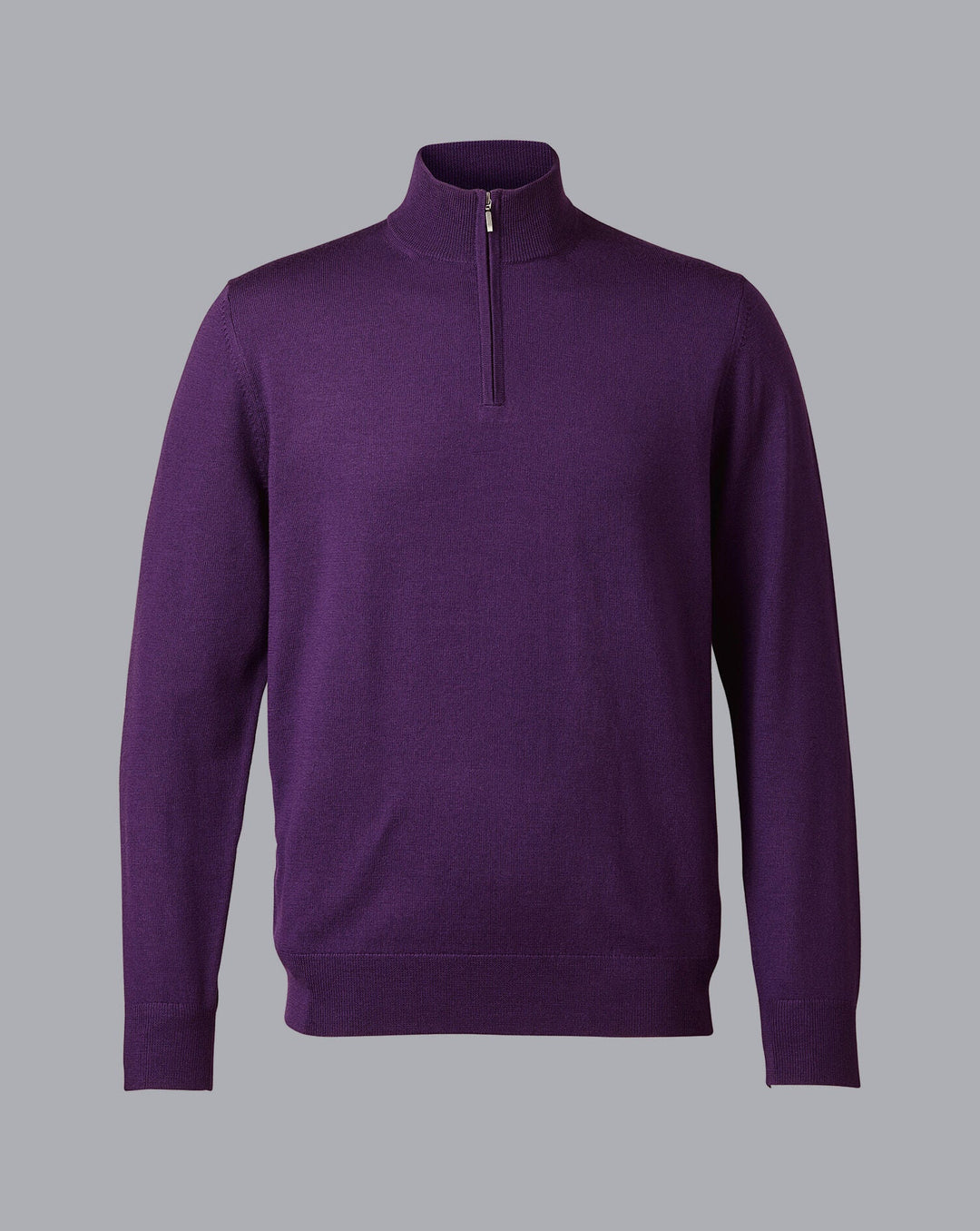 Charles Tyrwhitt Purple Pure Merino Zip Neck Jumper