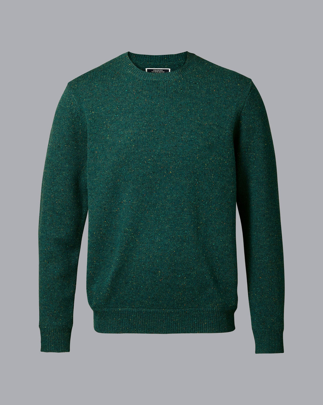 Charles Tyrwhitt Teal Green Chunky Merino Donegal Crew Neck Jumper