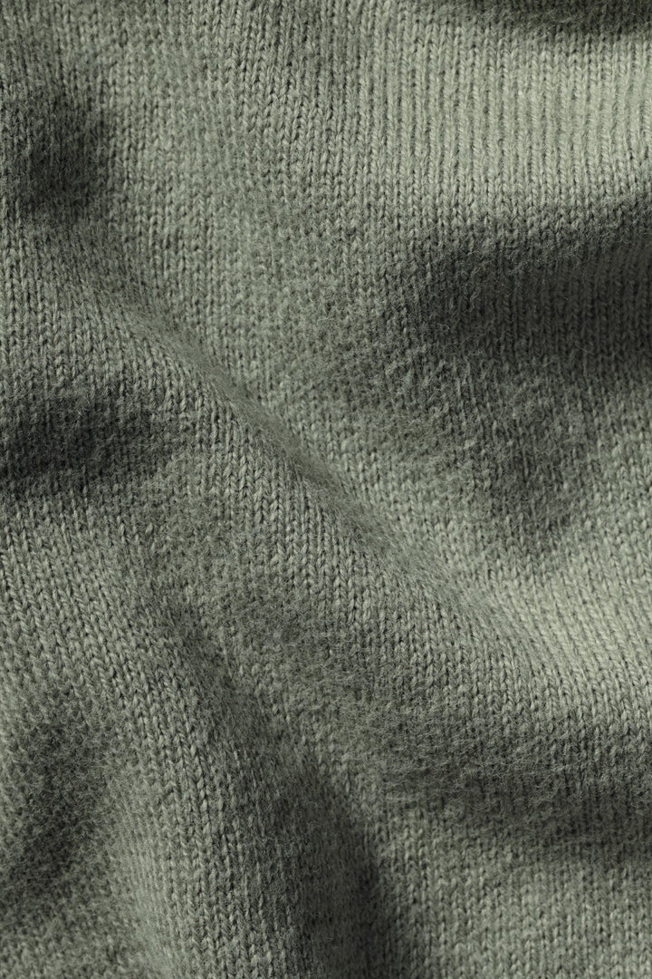 Sage Green  Combed Cotton Zip Neck Jumper