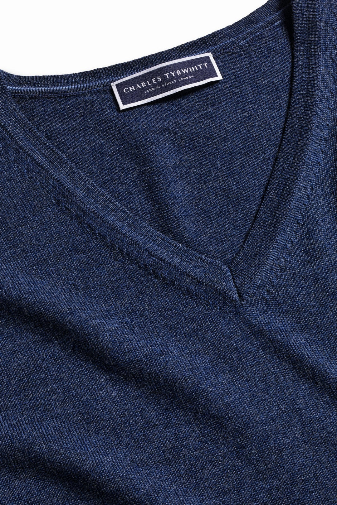 Ink Blue Pure Merino V Neck Jumper