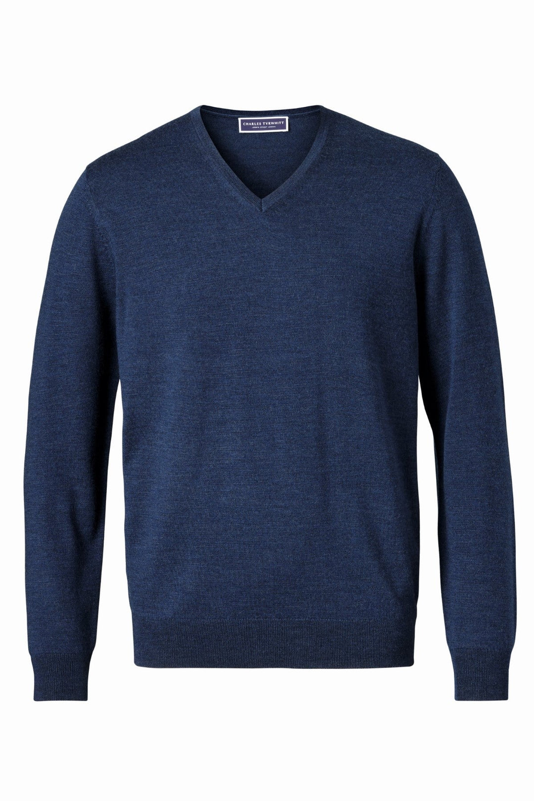 Ink Blue Pure Merino V Neck Jumper