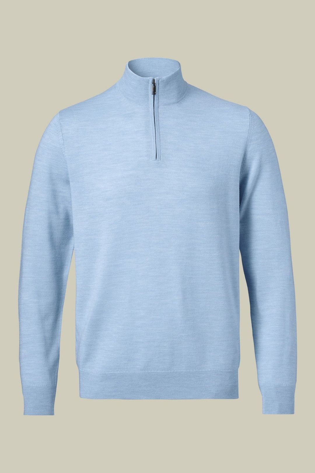 Sky Blue Merino Zip Neck Jumper