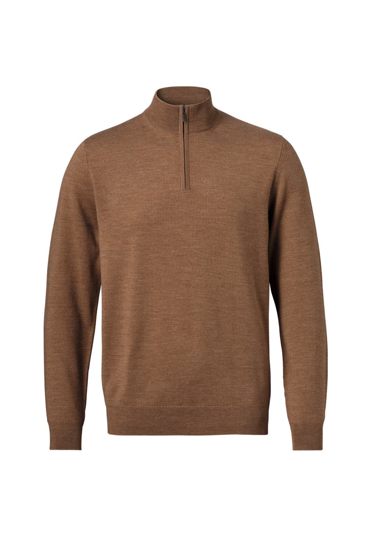 Sand Merino Zip Neck Jumper