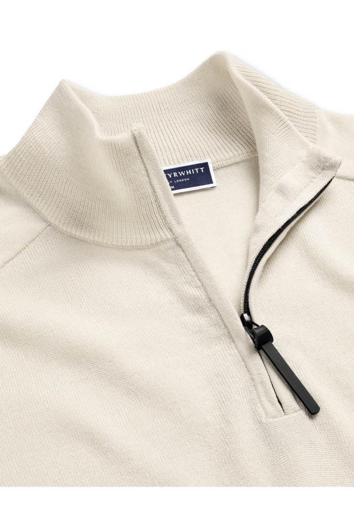 Ivory Performance Merino Zip Neck Jumper