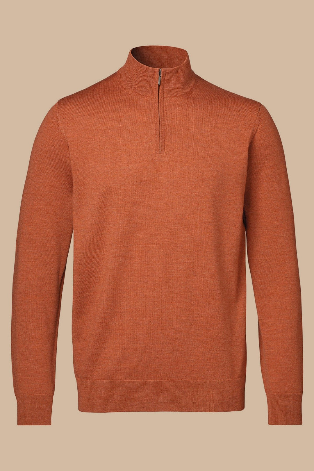 Orange Merino Zip Neck Jumper