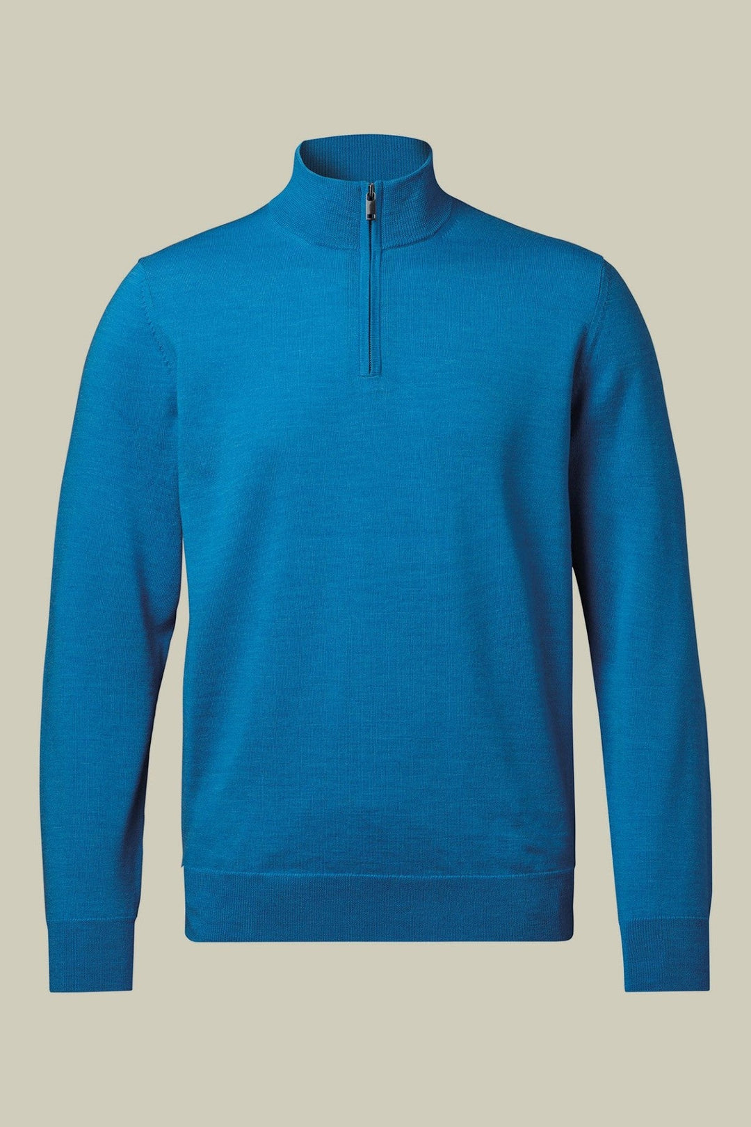 Bright Blue Merino Zip Neck Jumper