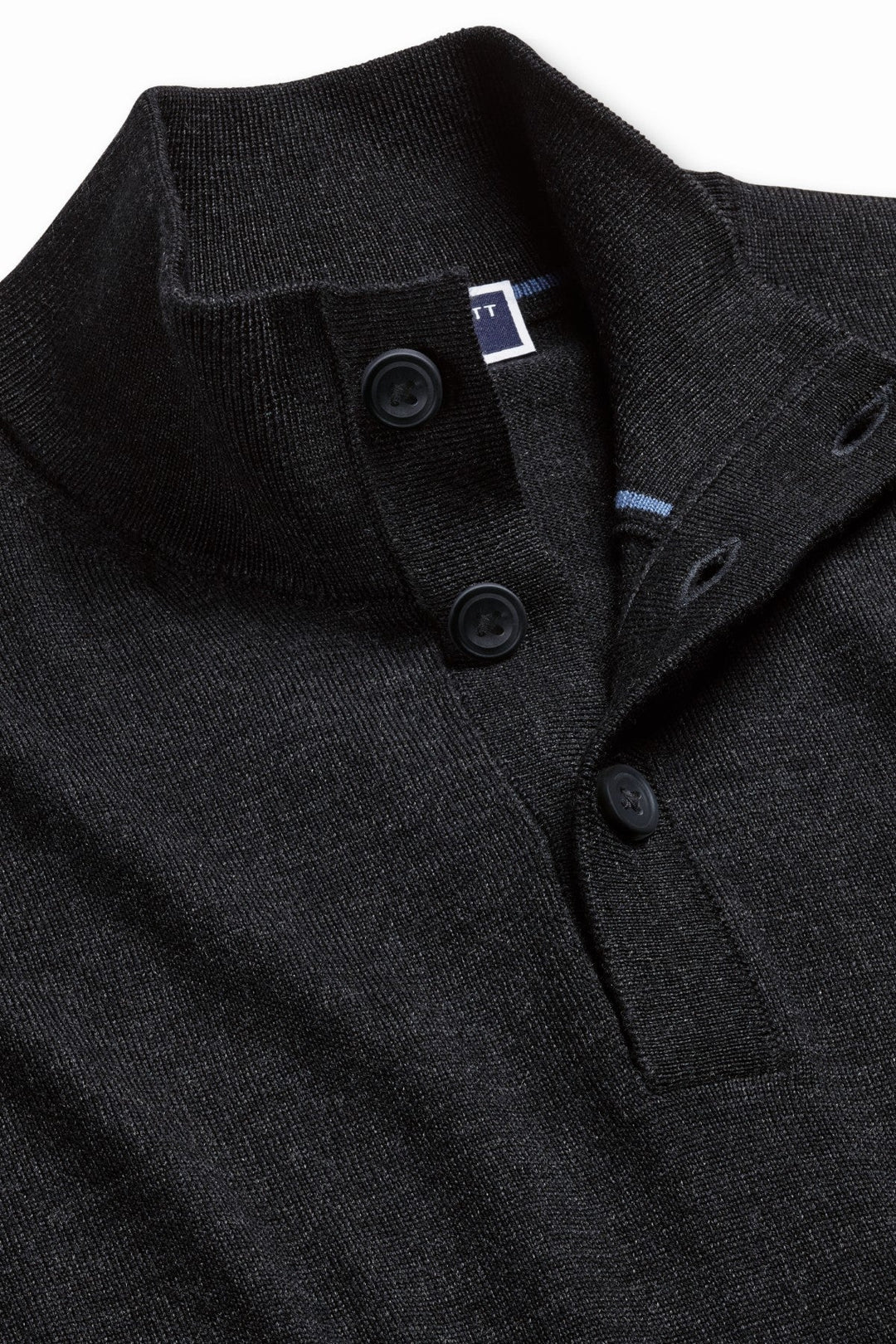 Charcoal Grey Pure Merino Button Neck Jumper