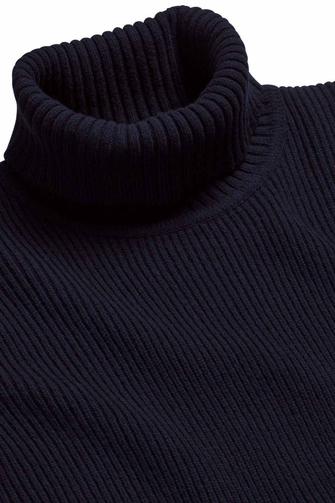 Navy Blue Chunky Merino Roll Neck