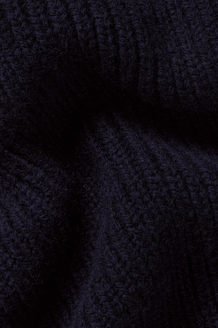 Navy Blue Chunky Merino Roll Neck