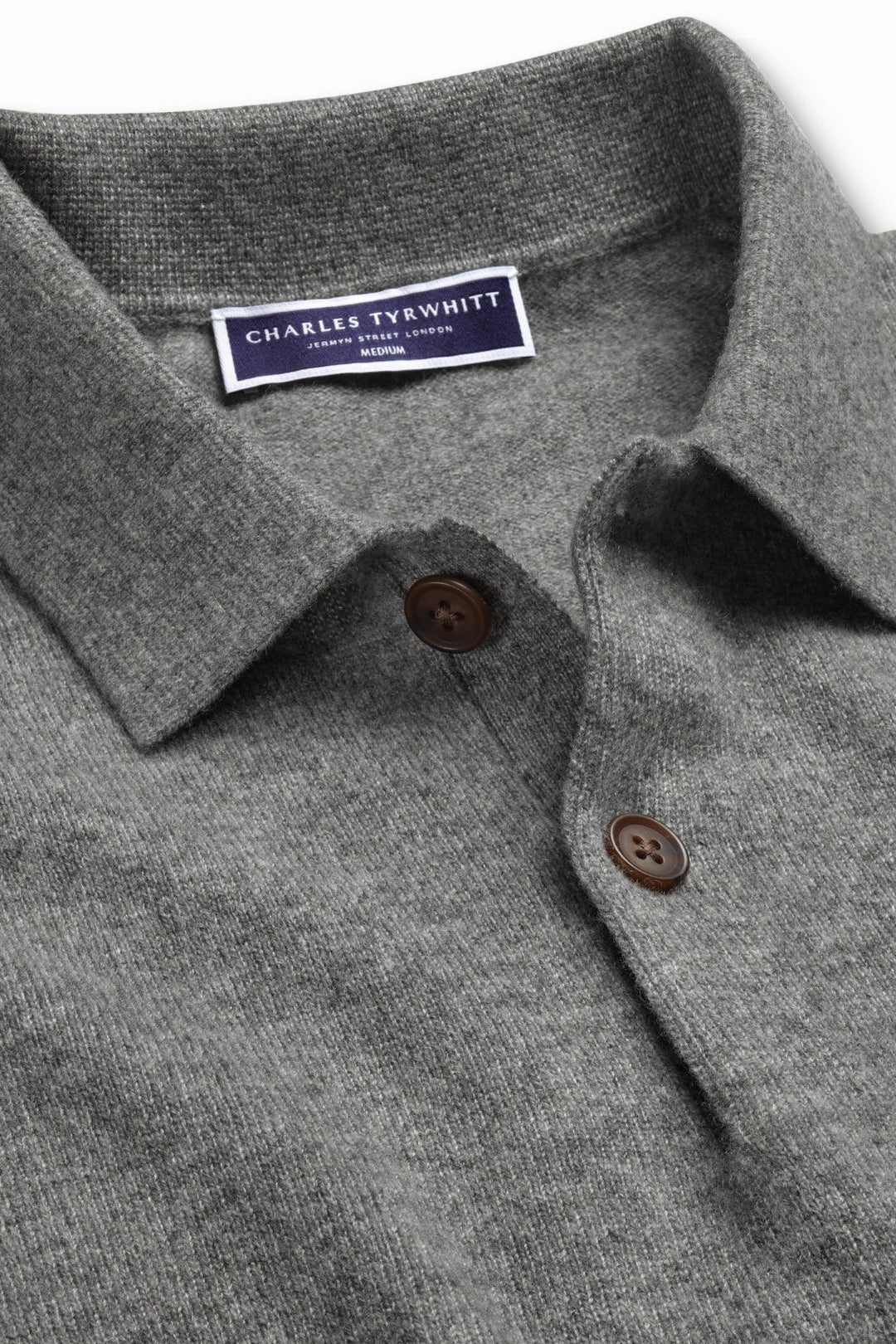 Grey Pure Cashmere Polo Neck Jumper