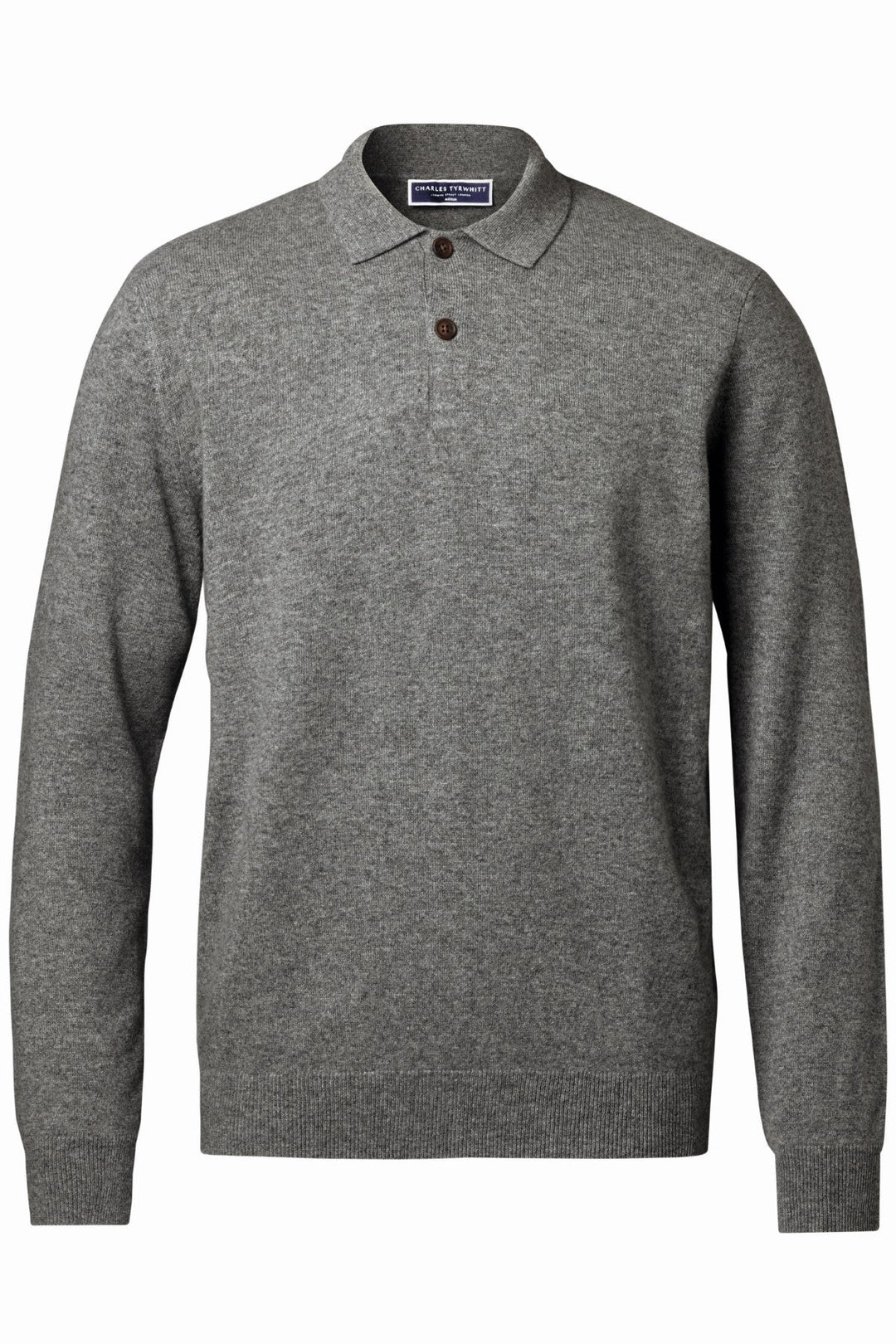 Grey Pure Cashmere Polo Neck Jumper