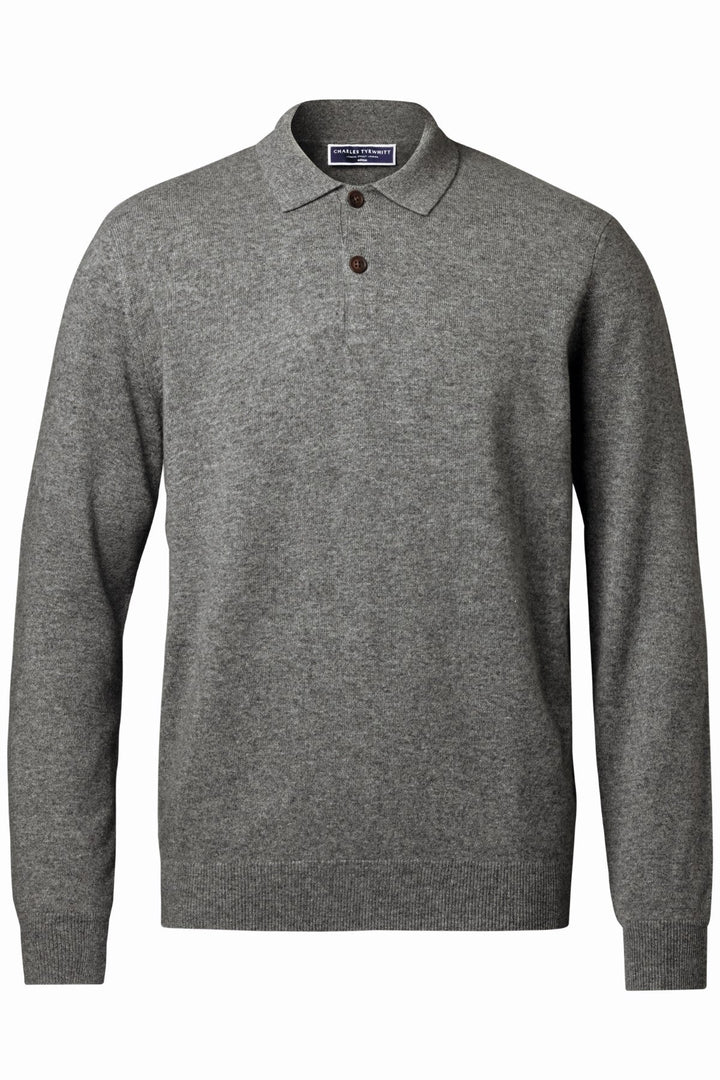 Grey Pure Cashmere Polo Neck Jumper