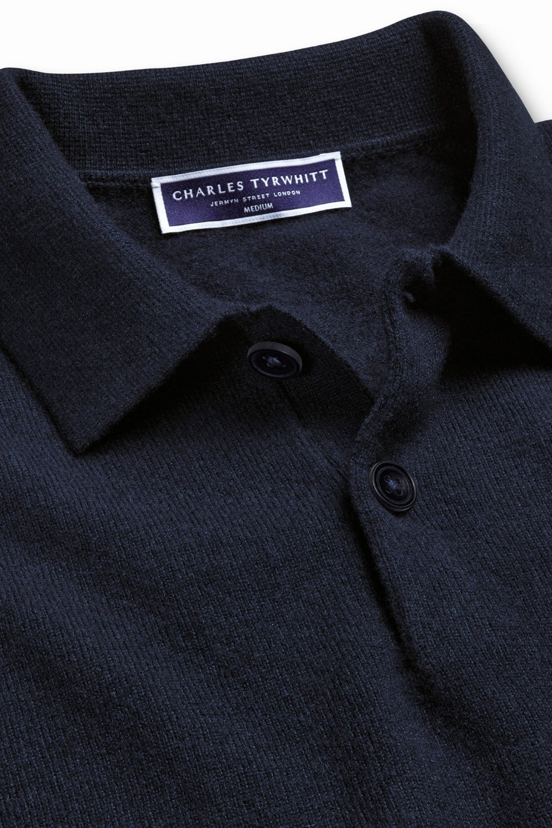 Navy Blue Pure Cashmere Polo Neck Jumper
