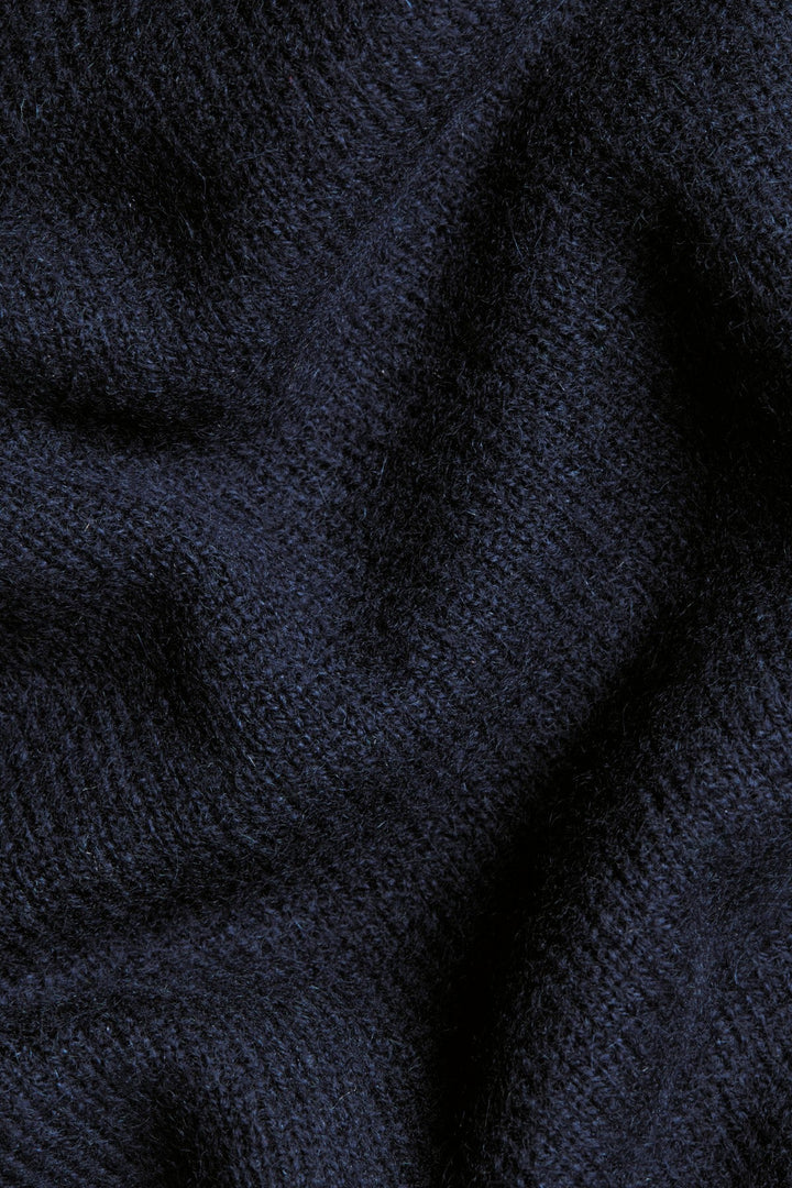 Navy Blue Pure Cashmere Polo Neck Jumper