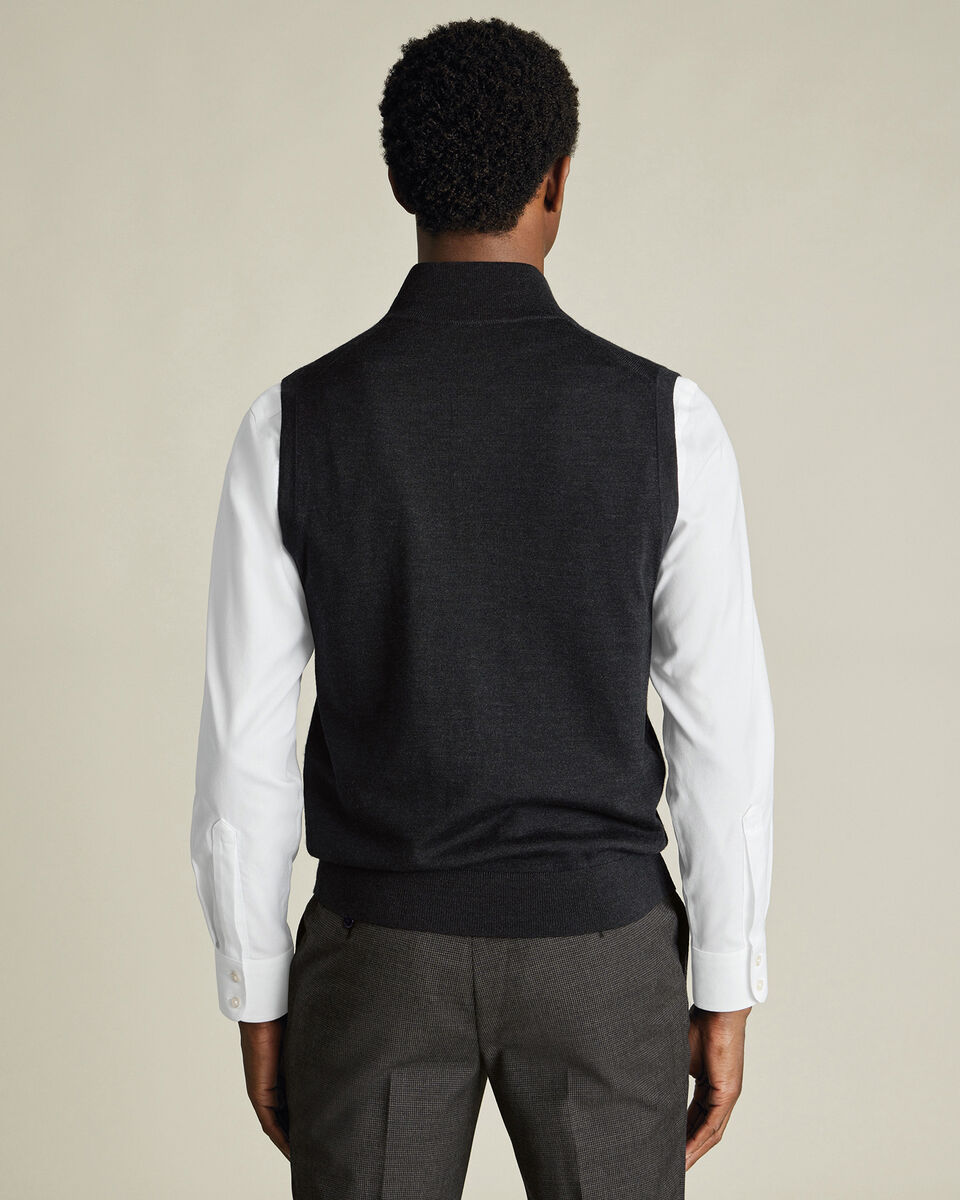 Charcoal Pure Merino Zip Gilet