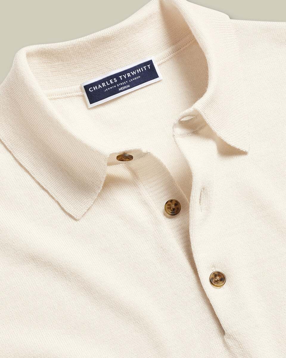Cream Pure Merino Polo Neck Jumper