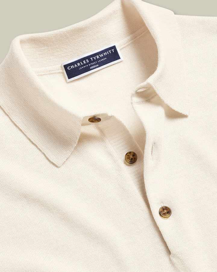 Cream Pure Merino Polo Neck Jumper