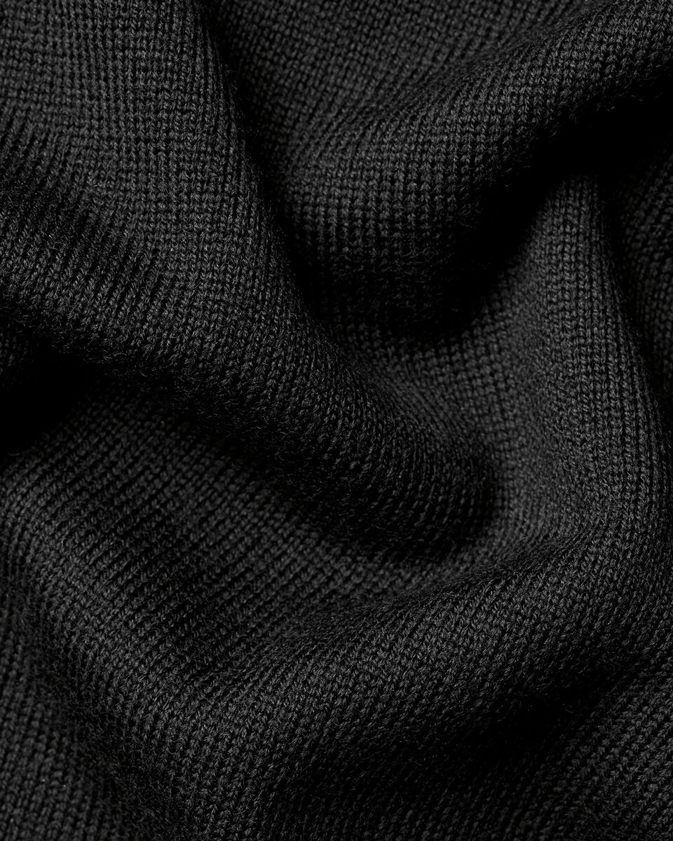 Black Pure Merino V Neck Jumper